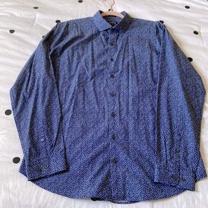 Express XL extra slim EUC navy button up shirt with a ditzy floral pattern